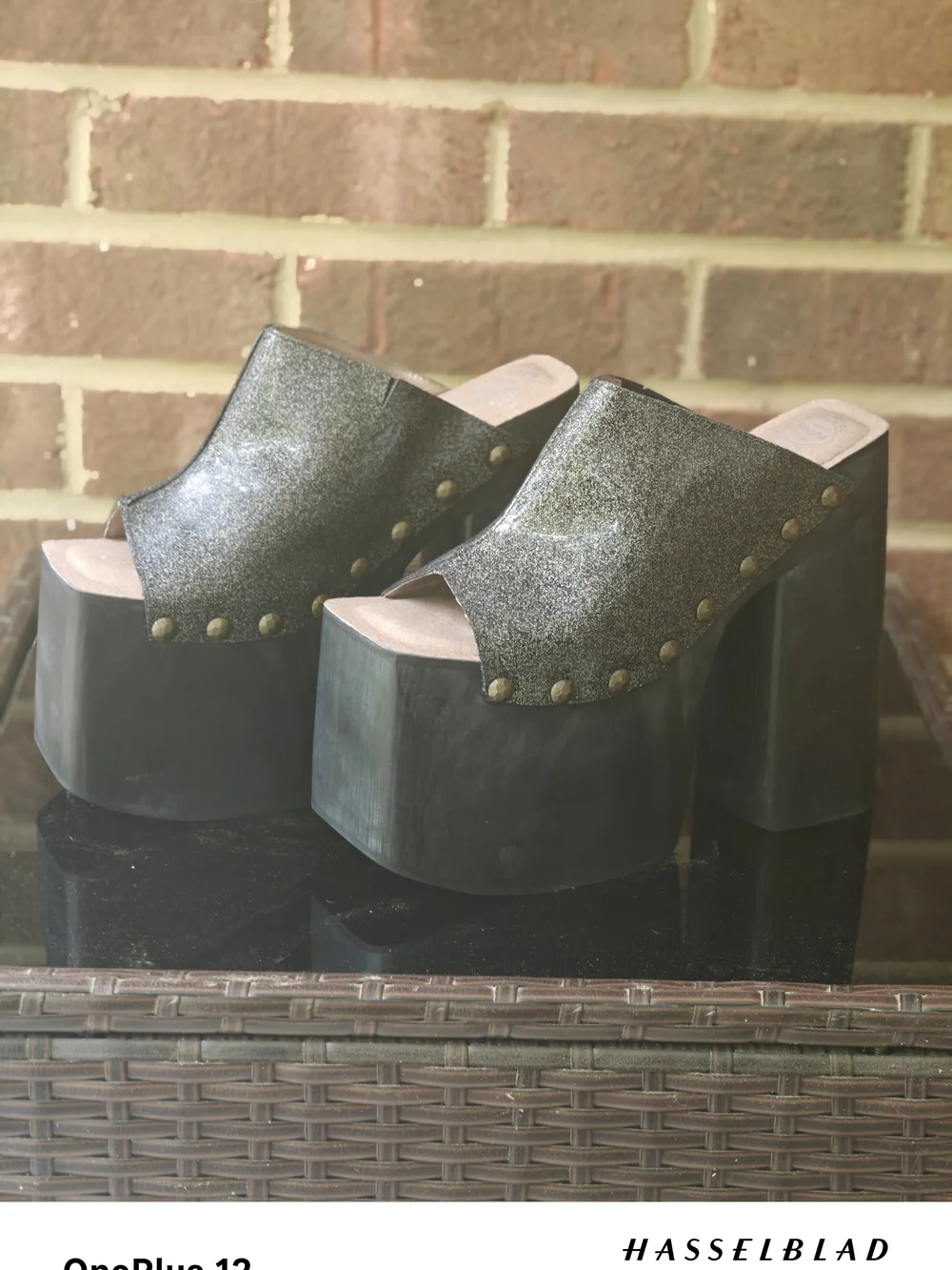 Jeffrey Campbell Black 🖤 Glitter Studded Platform Mules